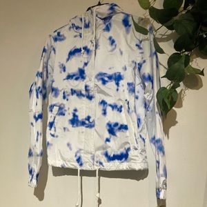 Women's Levi's Jacket Lightweight Retro Rain Jacket - Blue Tie Dye - Size Small